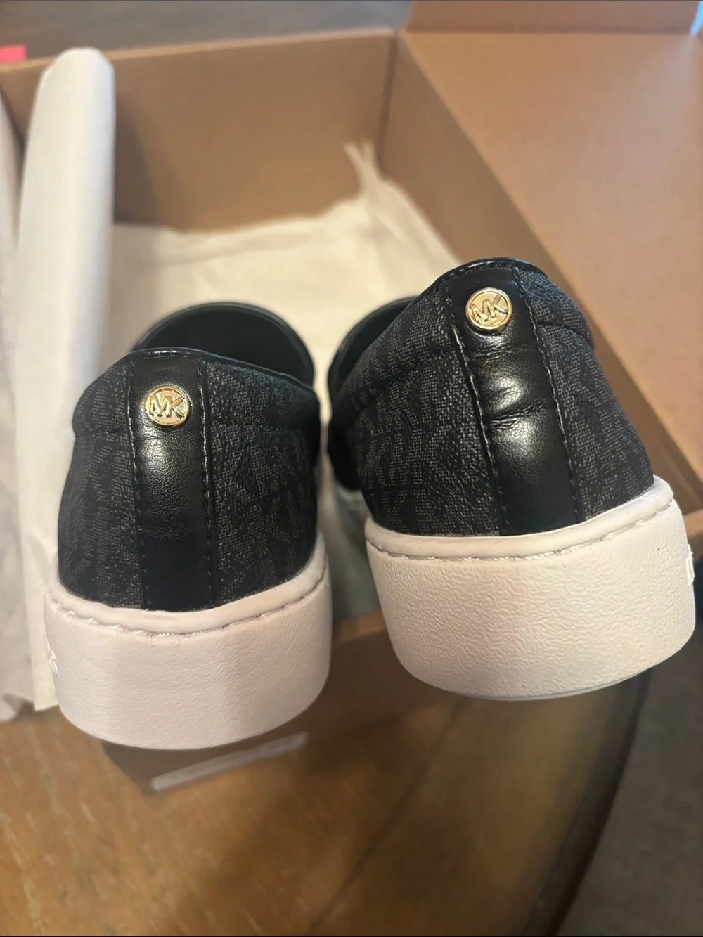 Michael Kors Black Slip-On Logo Canvas Sneakers